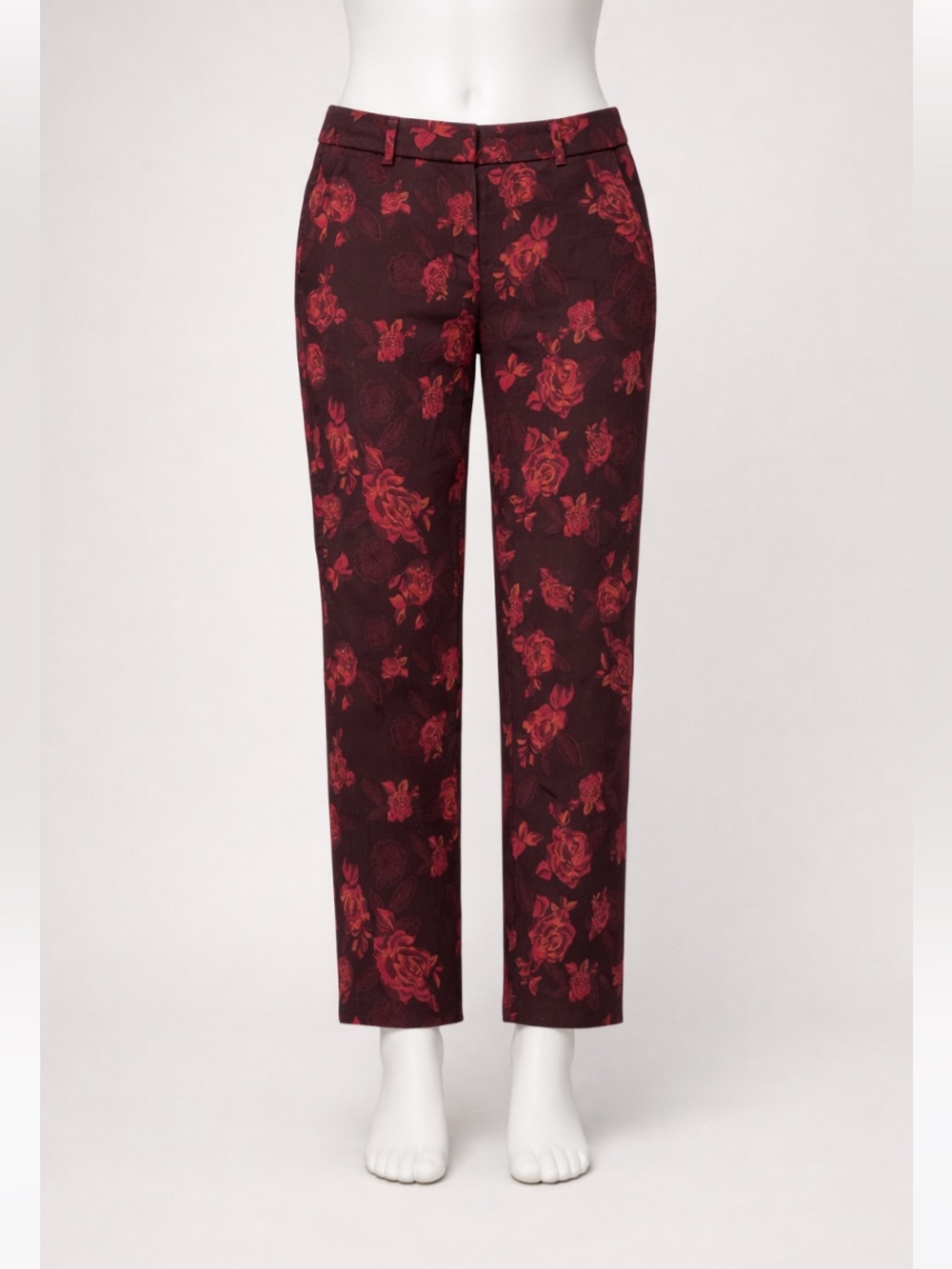 White House Black‎ Market The Slim Ankle Purple Maroon Floral Pants Womens 2P